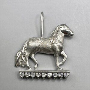 Kelly Herd Large Western Pleasure Horse Pendant Clear Crystals Sterling Silver